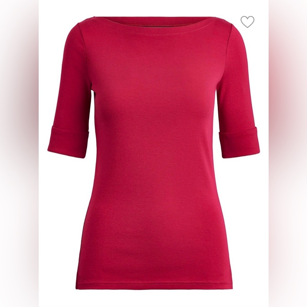 Lauren Ralph Lauren, Women's Short Sleeve Boatneck Tee in Burgundy/Berry